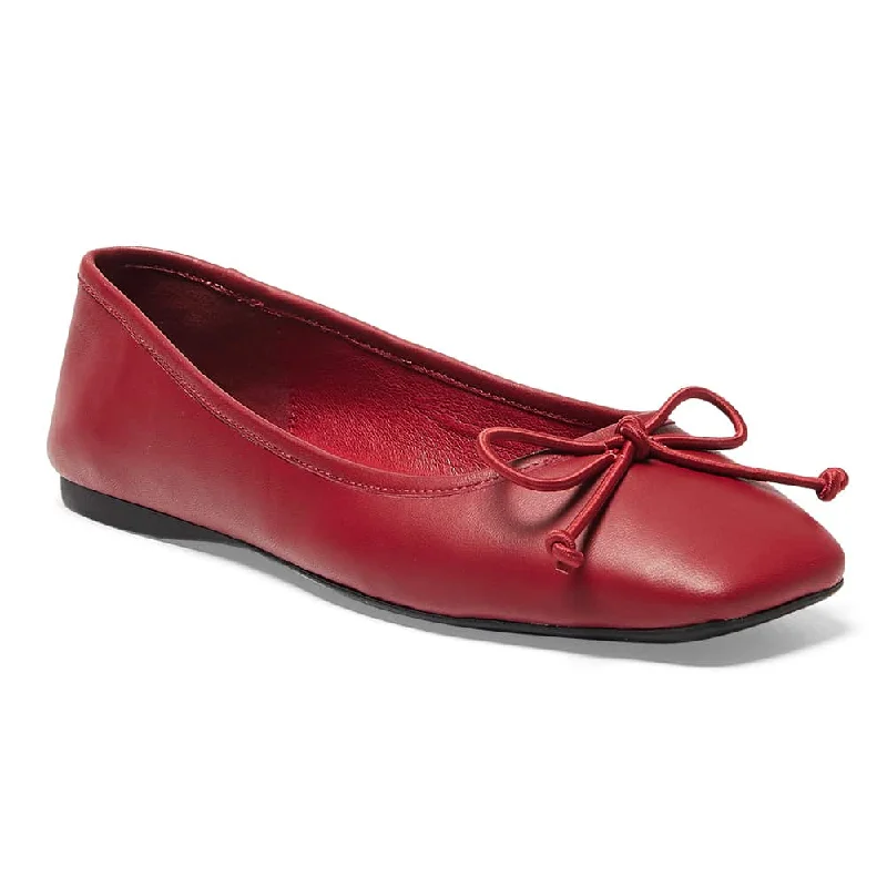 Women's Embroidered Floral Pattern Ballet Flats in White for a Spring - Inspired Outfit Maya Flat in Red Leather Women's Embroidered Floral Pattern Ballet Flats in White for a Spring - Inspired Outfit Maya Flat in Red Leather