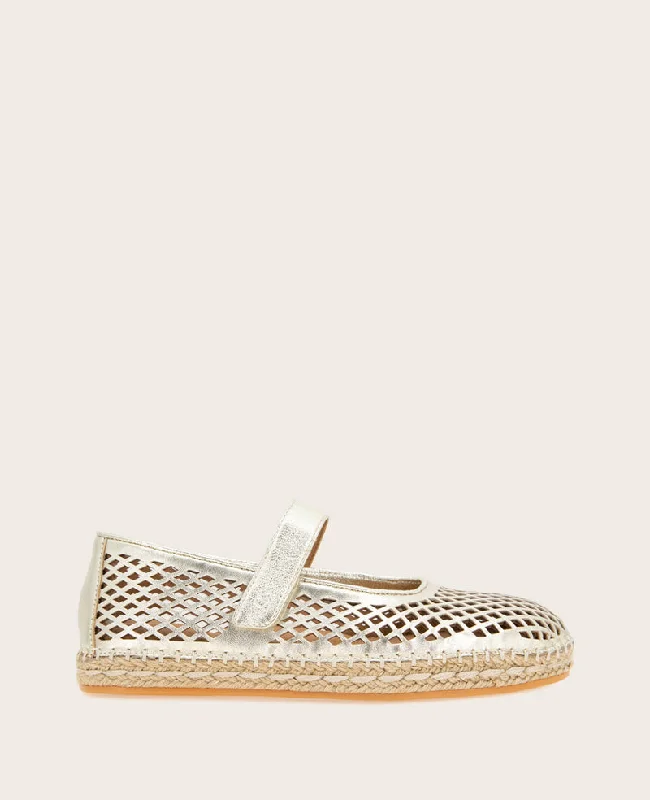 GENTLE SOULS - Sienna Metallic Fish Net Mary Jane Espadrille