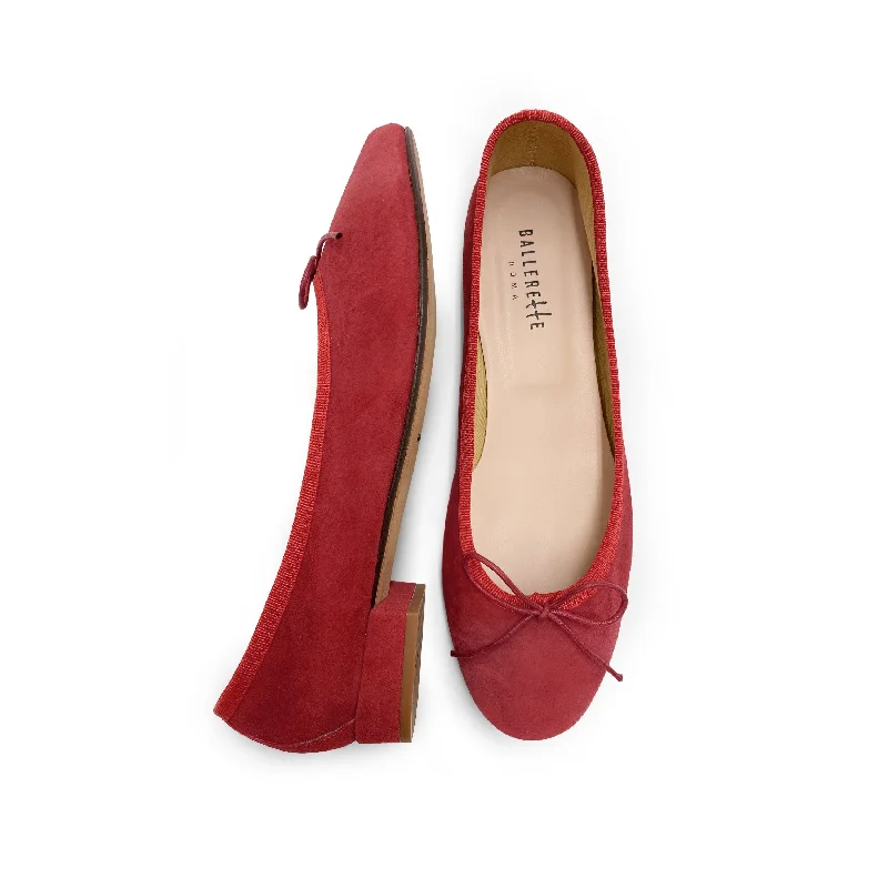 Women's Glitter - Embellished Ballet Flats in Silver for a Sparkly Party Look Red suede medium heel ballet flats Women's Glitter - Embellished Ballet Flats in Silver for a Sparkly Party Look Red suede medium heel ballet flats
