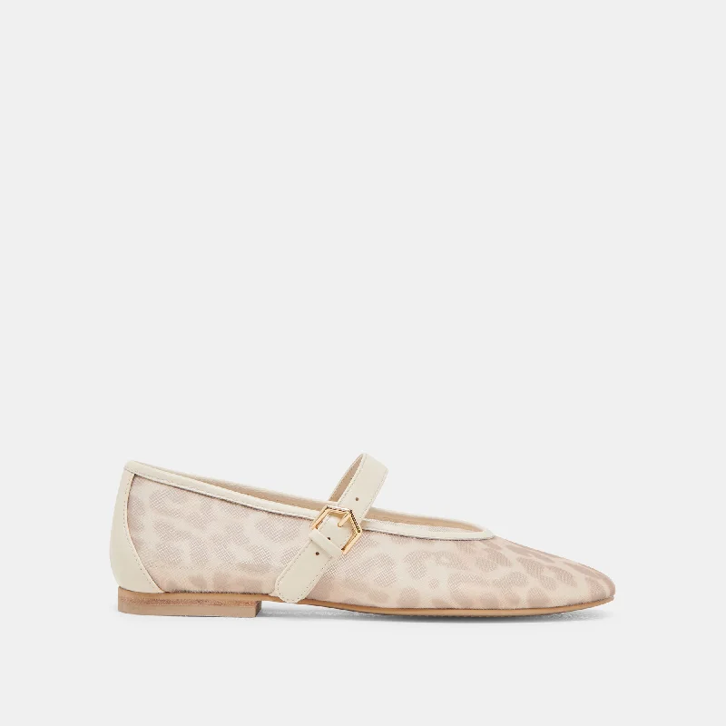 Women's Metallic Foil - Finish Ballet Flats in Gold for a Glamorous Night Out ROSLYN BALLET FLATS WHITE LEOPARD MESH Women's Metallic Foil - Finish Ballet Flats in Gold for a Glamorous Night Out ROSLYN BALLET FLATS WHITE LEOPARD MESH