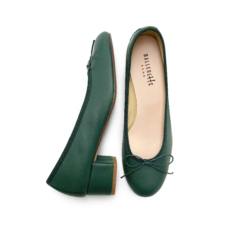 Women's Geometric - Patterned Ballet Flats in Multicolor for a Fashion - Forward Look Bottle green leather ballet shoes with heels