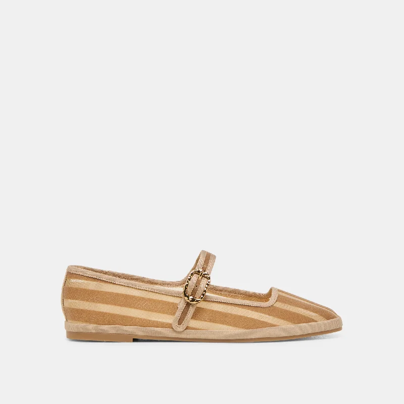 Women's Glitter - Embellished Ballet Flats in Silver for a Sparkly Party Look TAMEKA BALLET FLATS TAN STRIPE MESH Women's Glitter - Embellished Ballet Flats in Silver for a Sparkly Party Look TAMEKA BALLET FLATS TAN STRIPE MESH
