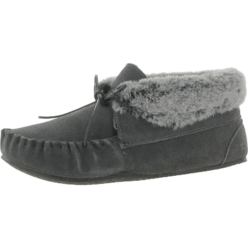 Cabin Womens Suede Faux Fur Bootie Slippers