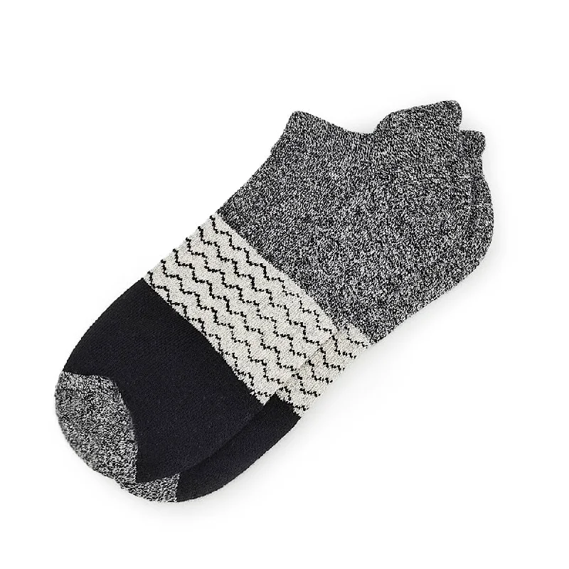 Tri-Block Ankle Socks - Charcoal and Black