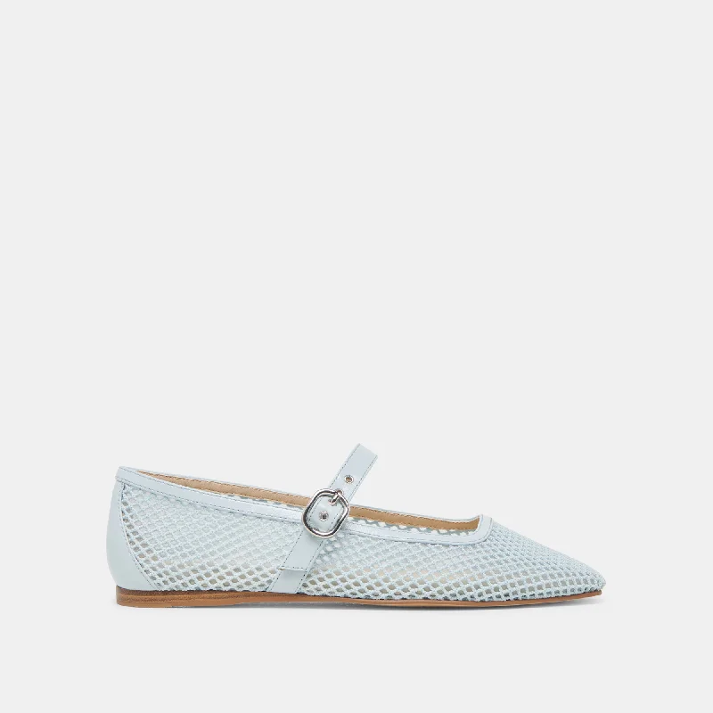 Women's Embroidered Floral Pattern Ballet Flats in White for a Spring - Inspired Outfit RODNI MESH BALLET FLATS LIGHT BLUE MESH Women's Embroidered Floral Pattern Ballet Flats in White for a Spring - Inspired Outfit RODNI MESH BALLET FLATS LIGHT BLUE MESH