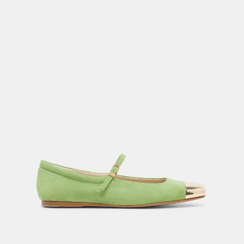 Women's Memory Foam Insole Ballet Flats in Pink for Extra Comfort REYES TOE CAP BALLET FLATS LIME SUEDE Women's Memory Foam Insole Ballet Flats in Pink for Extra Comfort REYES TOE CAP BALLET FLATS LIME SUEDE