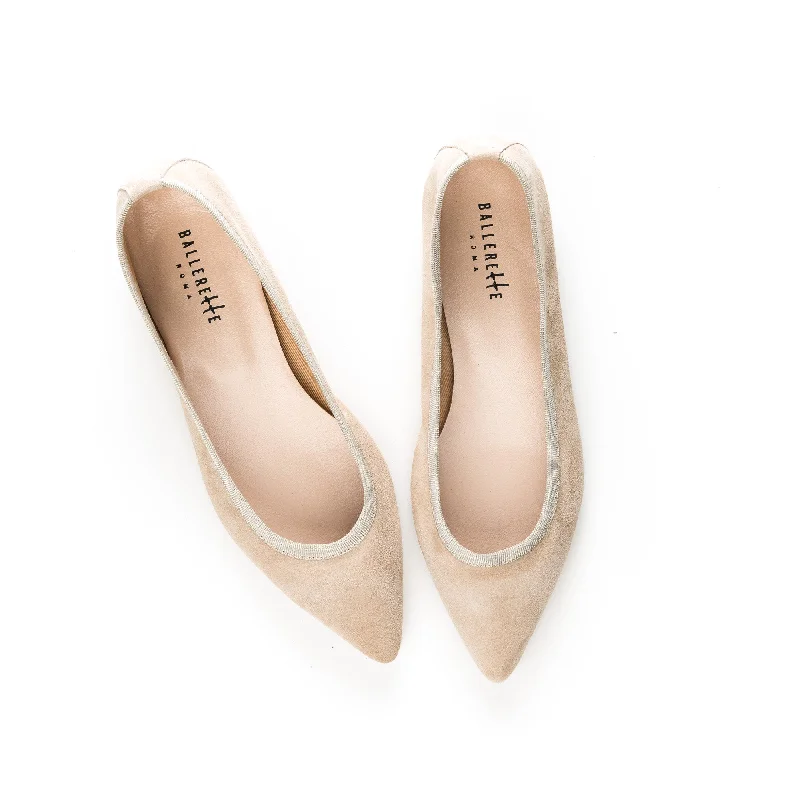 Women's Tassel - Trimmed Ballet Flats in Olive Green for a Trendy Twist Beige Suede Pointed Toe Ballet Flats Women's Tassel - Trimmed Ballet Flats in Olive Green for a Trendy Twist Beige Suede Pointed Toe Ballet Flats