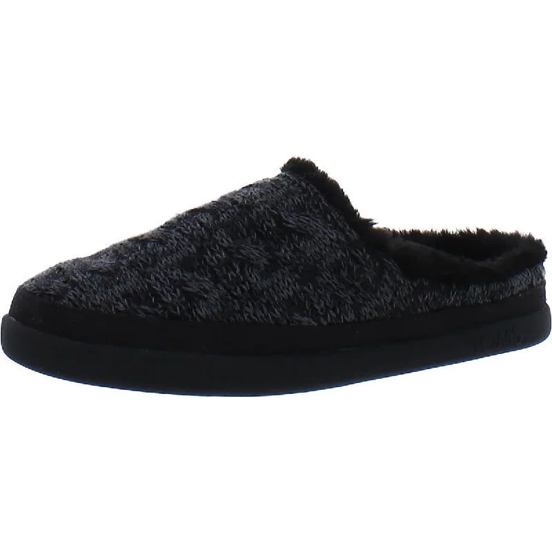 Womens Faux Shearling Slip-on Loafer Slippers