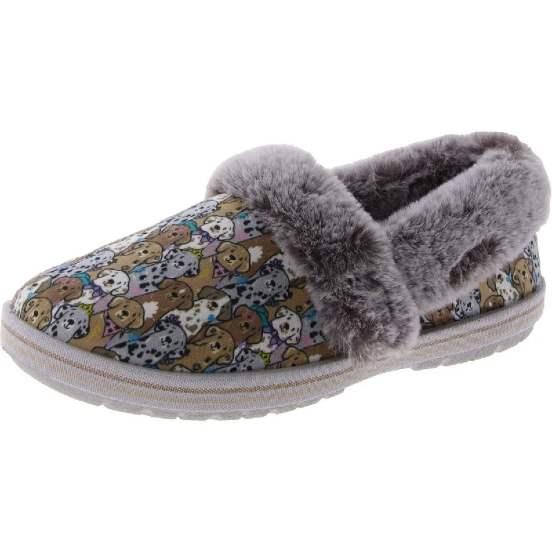 Bobs Too Cozy- Dapper Pup Womens Faux Fur Printed Loafer Slippers