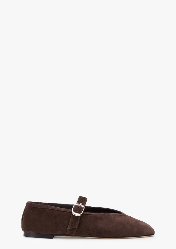 Women's Embroidered Floral Pattern Ballet Flats in White for a Spring - Inspired Outfit Bobbi Espresso Suede Women's Embroidered Floral Pattern Ballet Flats in White for a Spring - Inspired Outfit Bobbi Espresso Suede