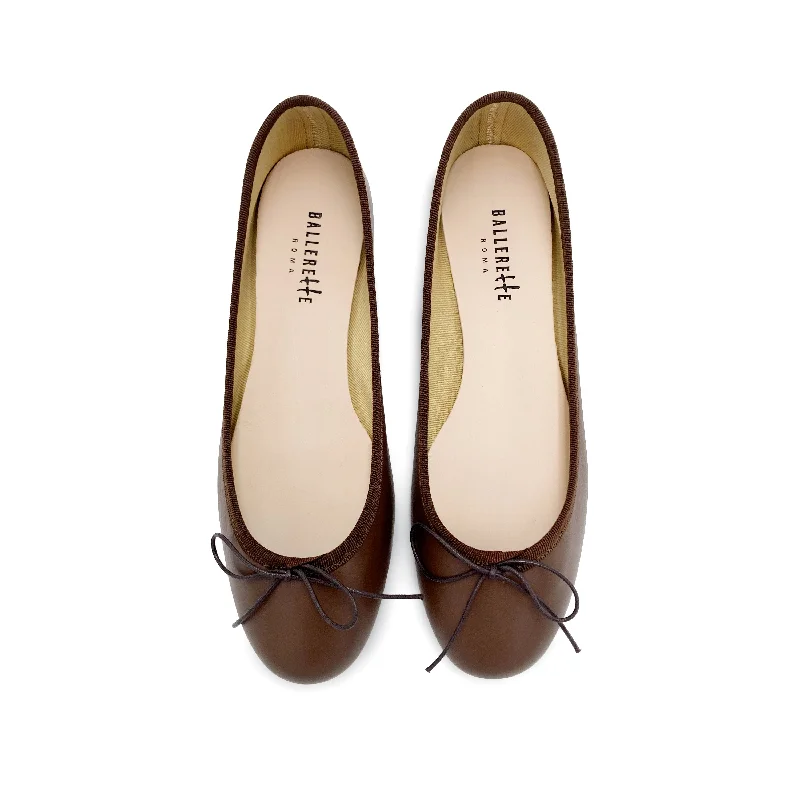 Women's Geometric - Patterned Ballet Flats in Multicolor for a Fashion - Forward Look Dark-brown leather ballet flats Women's Geometric - Patterned Ballet Flats in Multicolor for a Fashion - Forward Look Dark-brown leather ballet flats