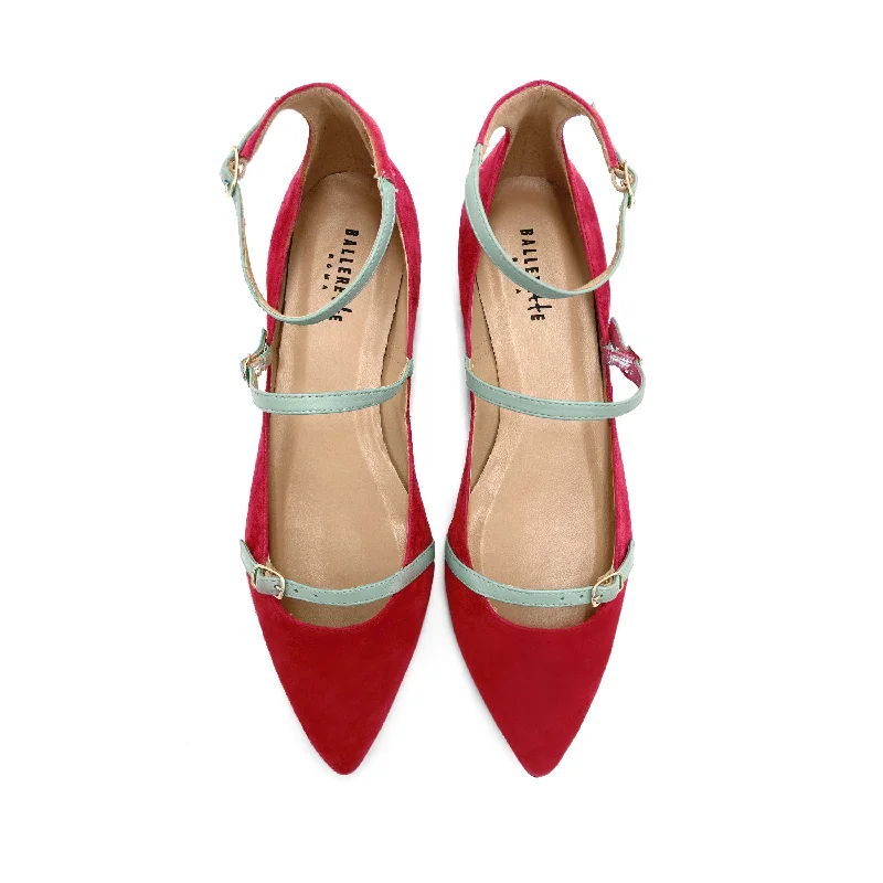 Women's Metallic Foil - Finish Ballet Flats in Gold for a Glamorous Night Out Red Suede Ballet Flats with Turquoise Straps Women's Metallic Foil - Finish Ballet Flats in Gold for a Glamorous Night Out Red Suede Ballet Flats with Turquoise Straps