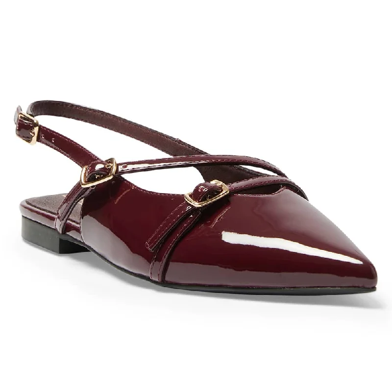 Women's Embroidered Floral Pattern Ballet Flats in White for a Spring - Inspired Outfit Inherit Flat in Wine Patent Women's Embroidered Floral Pattern Ballet Flats in White for a Spring - Inspired Outfit Inherit Flat in Wine Patent