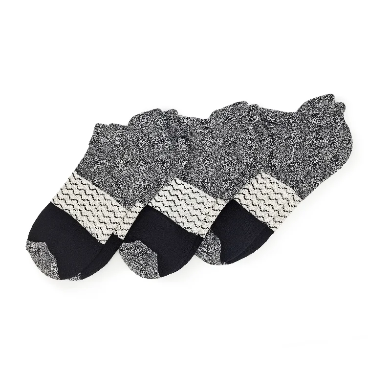 Tri-Block Ankle Sock 3-Pack - Charcoal and Black