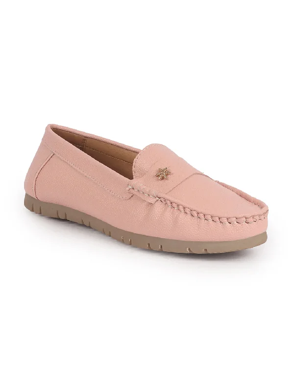 Women Rose Pink Textured Flat Comfortable Lightweight Slip On Loafers|Office Shoe|Slip On Shoe|Anti Skid Rubber Sole Women Rose Pink Textured Flat Comfortable Lightweight Slip On Loafers|Office Shoe|Slip On Shoe|Anti Skid Rubber Sole
