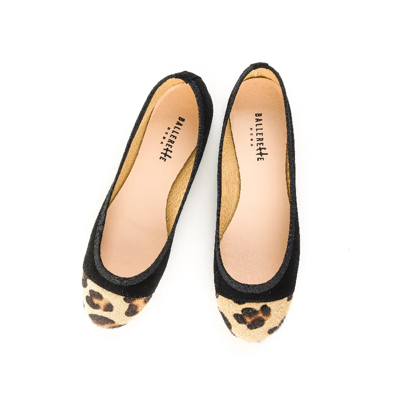 Women's Geometric - Patterned Ballet Flats in Multicolor for a Fashion - Forward Look Black suede ballet flats with leopard spotted toe Women's Geometric - Patterned Ballet Flats in Multicolor for a Fashion - Forward Look Black suede ballet flats with leopard spotted toe