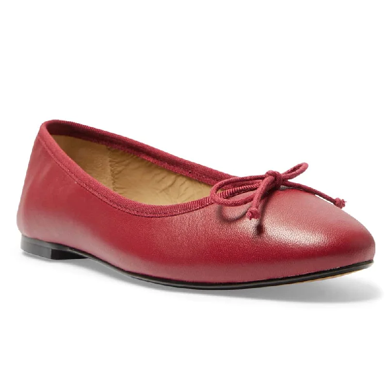 Women's Fur - Lined Ballet Flats in Tan for a Cozy Winter Option Fonteyn Flat in Red Leather