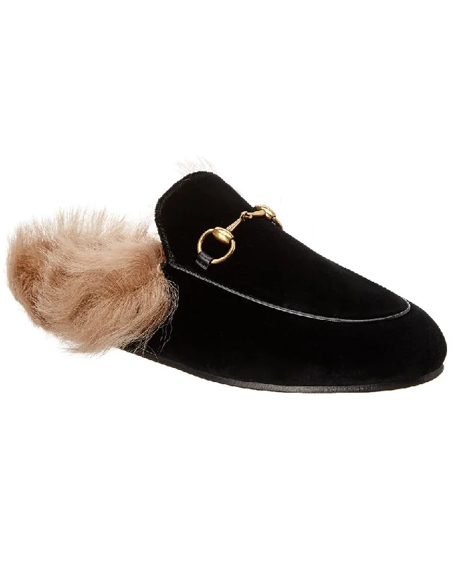 Gucci Princetown Velvet Slipper