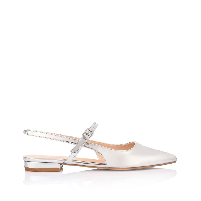 Women's Tassel - Trimmed Ballet Flats in Olive Green for a Trendy Twist Hiatus Sling Back Flats - Silver Mirror Women's Tassel - Trimmed Ballet Flats in Olive Green for a Trendy Twist Hiatus Sling Back Flats - Silver Mirror