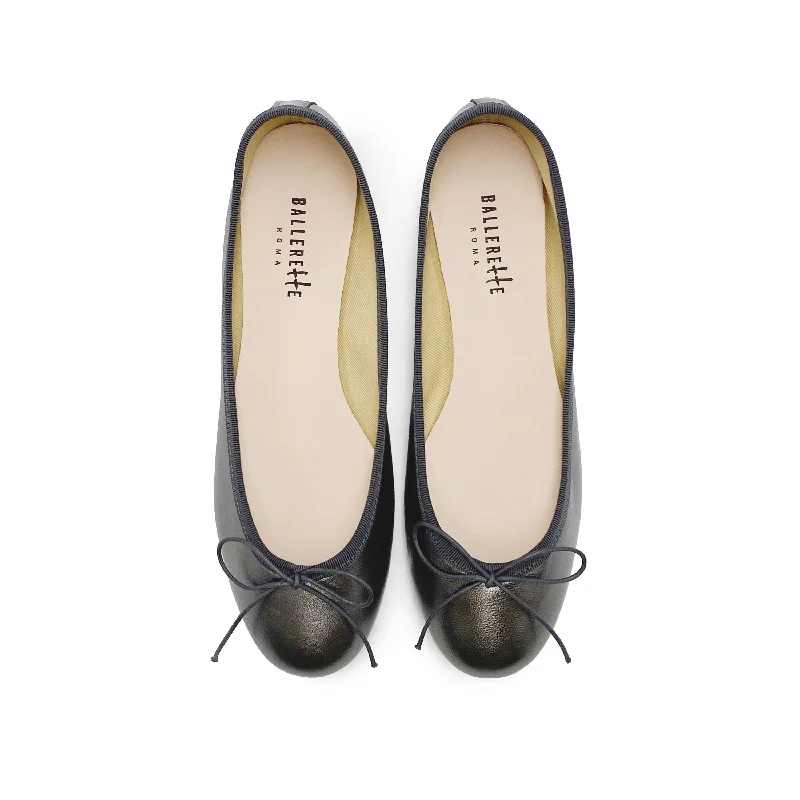 Women's Fur - Lined Ballet Flats in Tan for a Cozy Winter Option Iron gray metallic leather ballet flats Women's Fur - Lined Ballet Flats in Tan for a Cozy Winter Option Iron gray metallic leather ballet flats