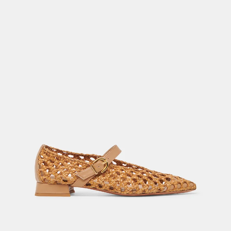 Women's Geometric - Patterned Ballet Flats in Multicolor for a Fashion - Forward Look CATY BALLET FLATS NATURAL WOVEN