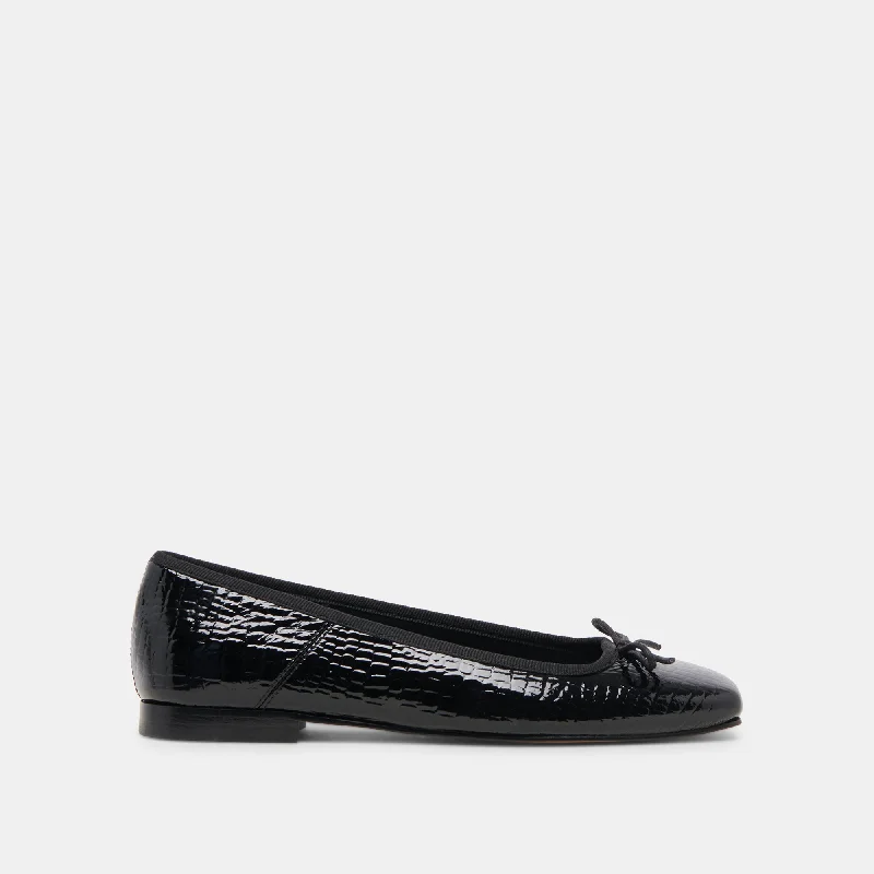 Women's Metallic Foil - Finish Ballet Flats in Gold for a Glamorous Night Out ANISA BALLET FLATS NOIR EMBOSSED LEATHER Women's Metallic Foil - Finish Ballet Flats in Gold for a Glamorous Night Out ANISA BALLET FLATS NOIR EMBOSSED LEATHER