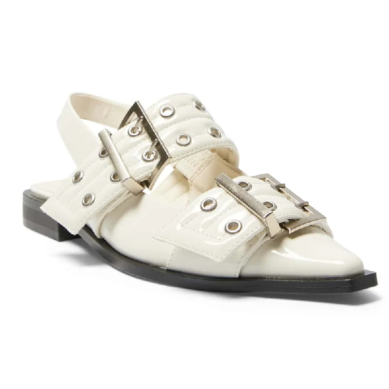 Women's Bow - Embellished Ballet Flats with a Platform Sole in Red for Added Height Suzie Flat in Ivory Patent Women's Bow - Embellished Ballet Flats with a Platform Sole in Red for Added Height Suzie Flat in Ivory Patent