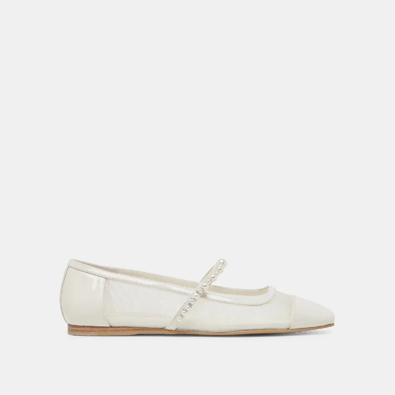 Women's Patent Leather Ballet Flats with Bow Detail in Black for a Classic Look ROLLIN PEARL BALLET FLATS WHITE MESH Women's Patent Leather Ballet Flats with Bow Detail in Black for a Classic Look ROLLIN PEARL BALLET FLATS WHITE MESH