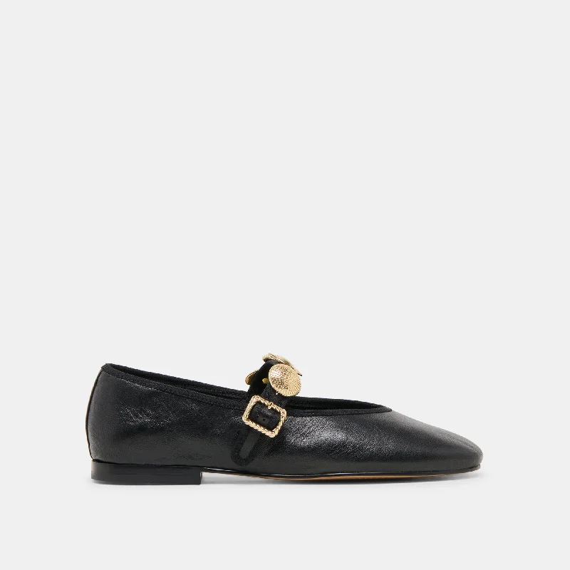 Women's Tassel - Trimmed Ballet Flats in Olive Green for a Trendy Twist RELAN BALLET FLATS BLACK LEATHER Women's Tassel - Trimmed Ballet Flats in Olive Green for a Trendy Twist RELAN BALLET FLATS BLACK LEATHER