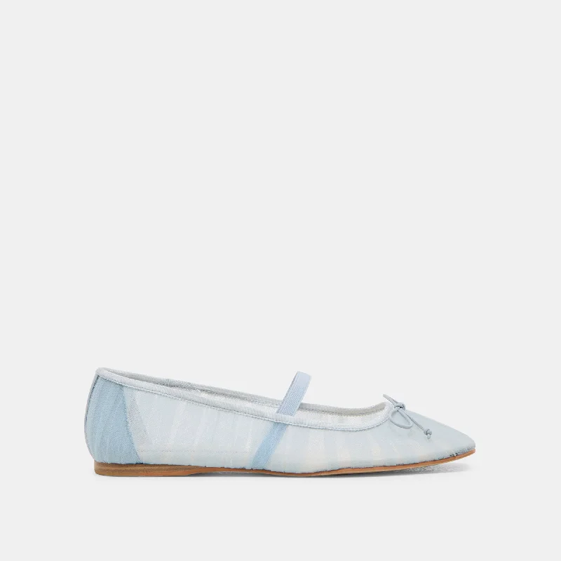 Women's Geometric - Patterned Ballet Flats in Multicolor for a Fashion - Forward Look RAEVEN BALLET FLATS LIGHT BLUE TULLE