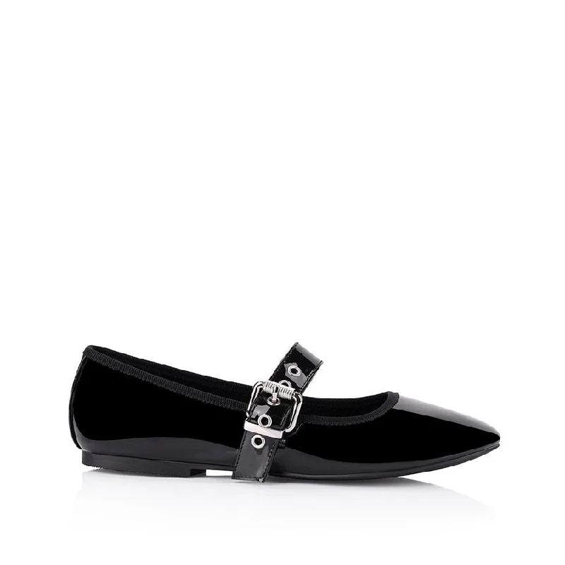 Women's Memory Foam Insole Ballet Flats in Pink for Extra Comfort Banks Buckled Mary-Jane Flats - Black Patent Women's Memory Foam Insole Ballet Flats in Pink for Extra Comfort Banks Buckled Mary-Jane Flats - Black Patent