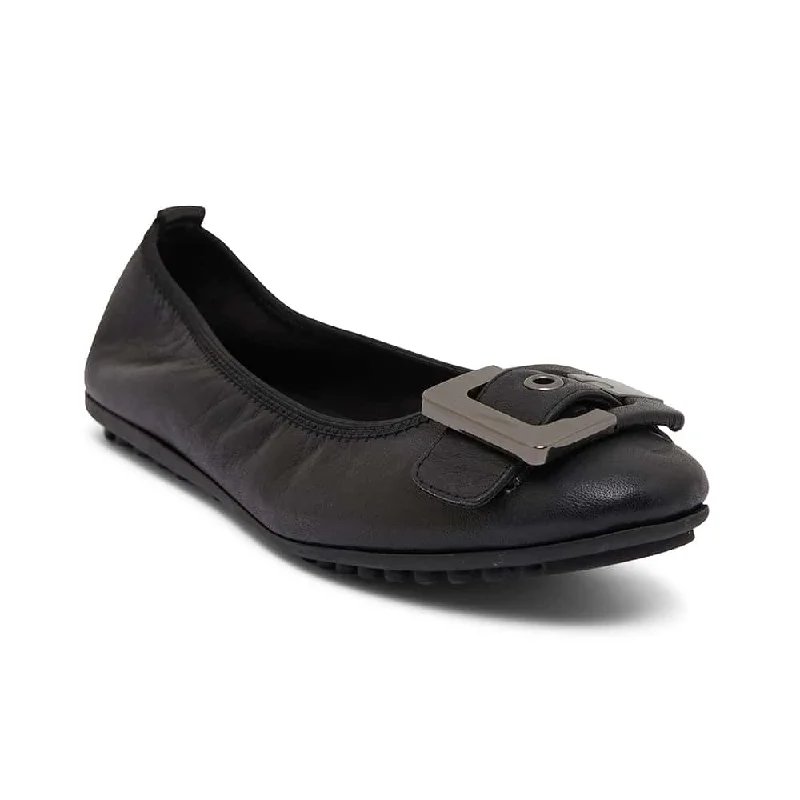 Women's Bow - Embellished Ballet Flats with a Platform Sole in Red for Added Height Pentagon Flat in Black Leather Women's Bow - Embellished Ballet Flats with a Platform Sole in Red for Added Height Pentagon Flat in Black Leather