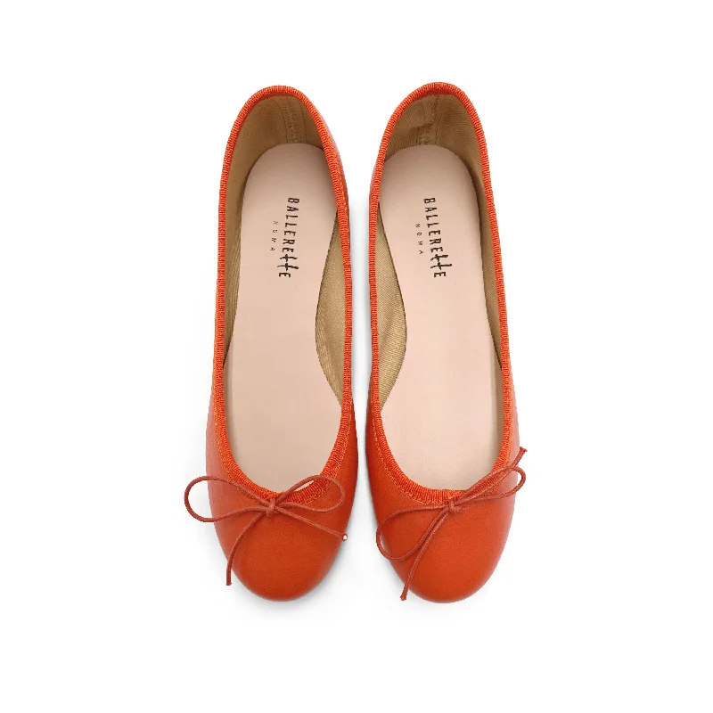 Women's Geometric - Patterned Ballet Flats in Multicolor for a Fashion - Forward Look Pumpkin orange leather ballet flats Women's Geometric - Patterned Ballet Flats in Multicolor for a Fashion - Forward Look Pumpkin orange leather ballet flats
