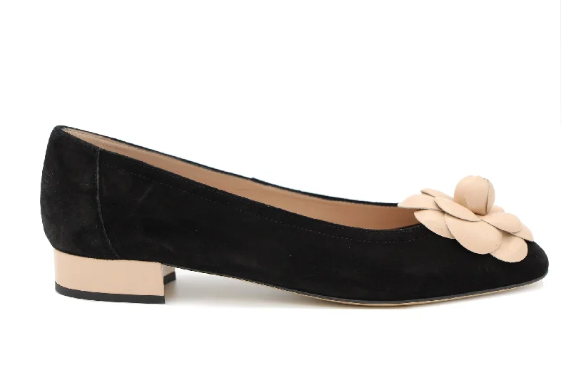 Women's Bow - Embellished Ballet Flats with a Platform Sole in Red for Added Height FABUCCI Black Suede Ballet Flat with contrast Flower Women's Bow - Embellished Ballet Flats with a Platform Sole in Red for Added Height FABUCCI Black Suede Ballet Flat with contrast Flower