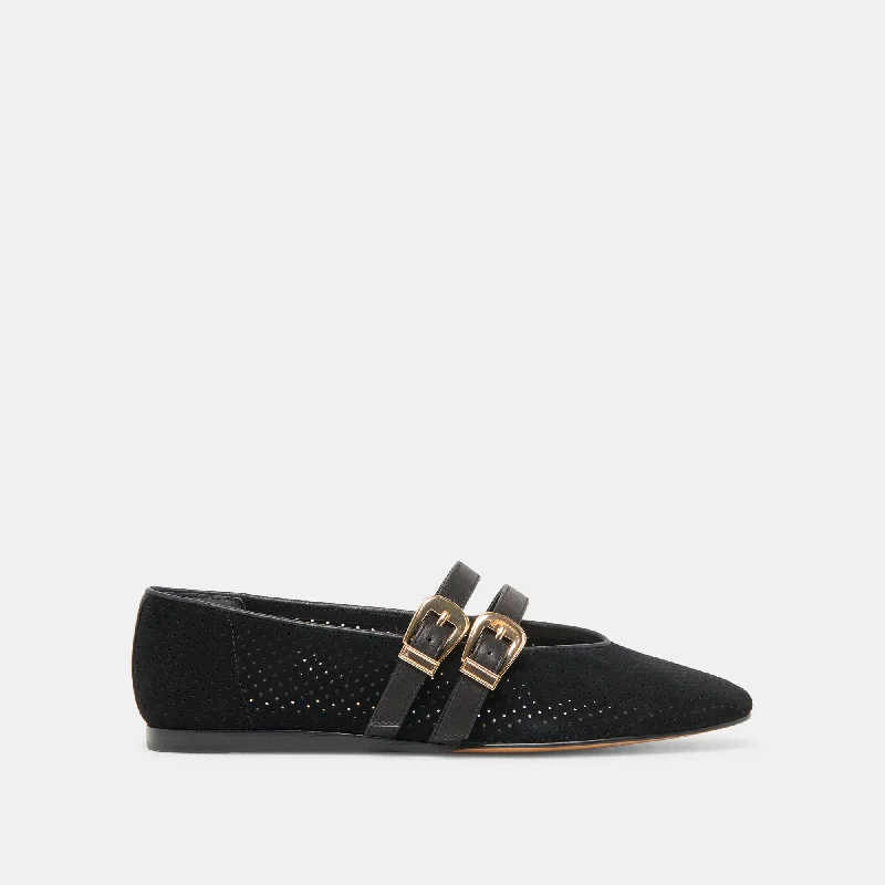 Women's Cashmere - Lined Ballet Flats in Burgundy for Warmth in Cold Weather BAYLEE BALLET FLATS ONYX PERFORATED SUEDE Women's Cashmere - Lined Ballet Flats in Burgundy for Warmth in Cold Weather BAYLEE BALLET FLATS ONYX PERFORATED SUEDE