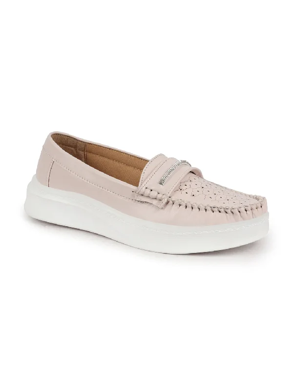 Women Cream Perforated Laser Cut Stitched Height Enhancer Slip On Loafer|Work|Classic|Slip On Shoes|Office Wear Women Cream Perforated Laser Cut Stitched Height Enhancer Slip On Loafer|Work|Classic|Slip On Shoes|Office Wear
