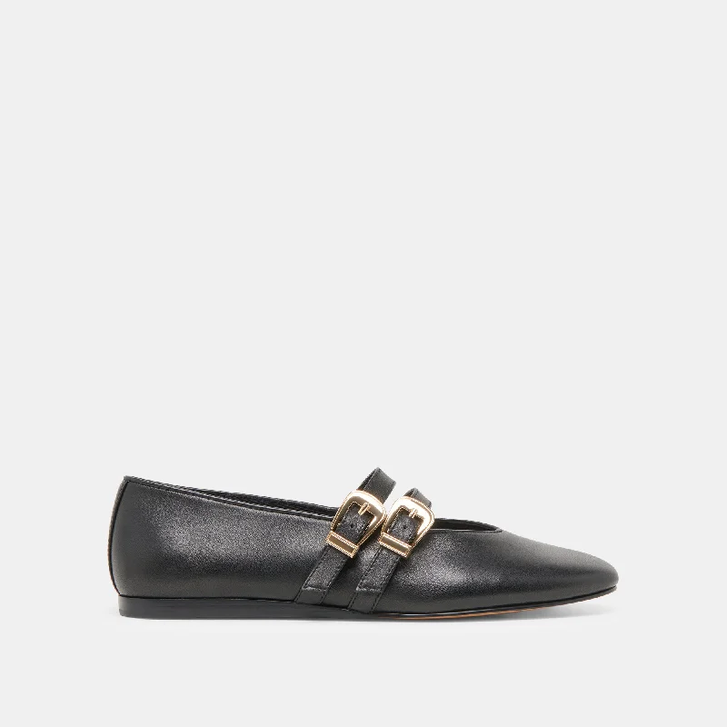Women's Metallic Foil - Finish Ballet Flats in Gold for a Glamorous Night Out BAYLEE BALLET FLATS BLACK LEATHER Women's Metallic Foil - Finish Ballet Flats in Gold for a Glamorous Night Out BAYLEE BALLET FLATS BLACK LEATHER