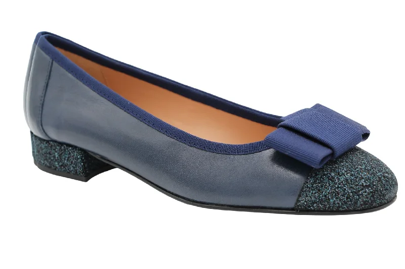 Women's Patent Leather Ballet Flats with Bow Detail in Black for a Classic Look Fabucci Navy Leather Ballet Flat with Bow
