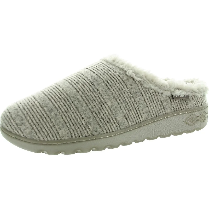 Womens Faux Fur Lined Faux Fur Slide Slippers