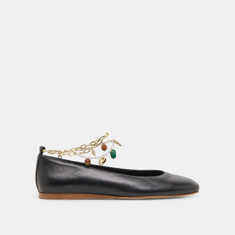Women's Geometric - Patterned Ballet Flats in Multicolor for a Fashion - Forward Look BAIDEN BALLET FLATS BLACK LEATHER Women's Geometric - Patterned Ballet Flats in Multicolor for a Fashion - Forward Look BAIDEN BALLET FLATS BLACK LEATHER