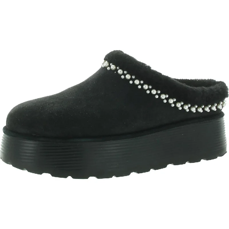 NELLE Womens Faux Fur Lined Suede Slide Slippers