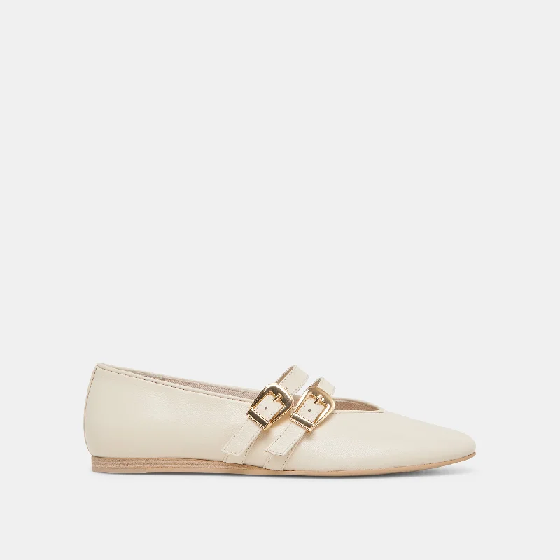 Women's Tassel - Trimmed Ballet Flats in Olive Green for a Trendy Twist BAYLEE BALLET FLATS IVORY LEATHER Women's Tassel - Trimmed Ballet Flats in Olive Green for a Trendy Twist BAYLEE BALLET FLATS IVORY LEATHER