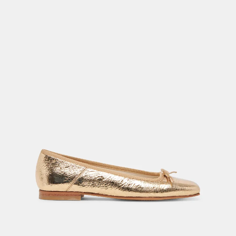 Women's Fur - Lined Ballet Flats in Tan for a Cozy Winter Option ANISA BALLET FLATS GOLD DISTRESSED LEATHER Women's Fur - Lined Ballet Flats in Tan for a Cozy Winter Option ANISA BALLET FLATS GOLD DISTRESSED LEATHER