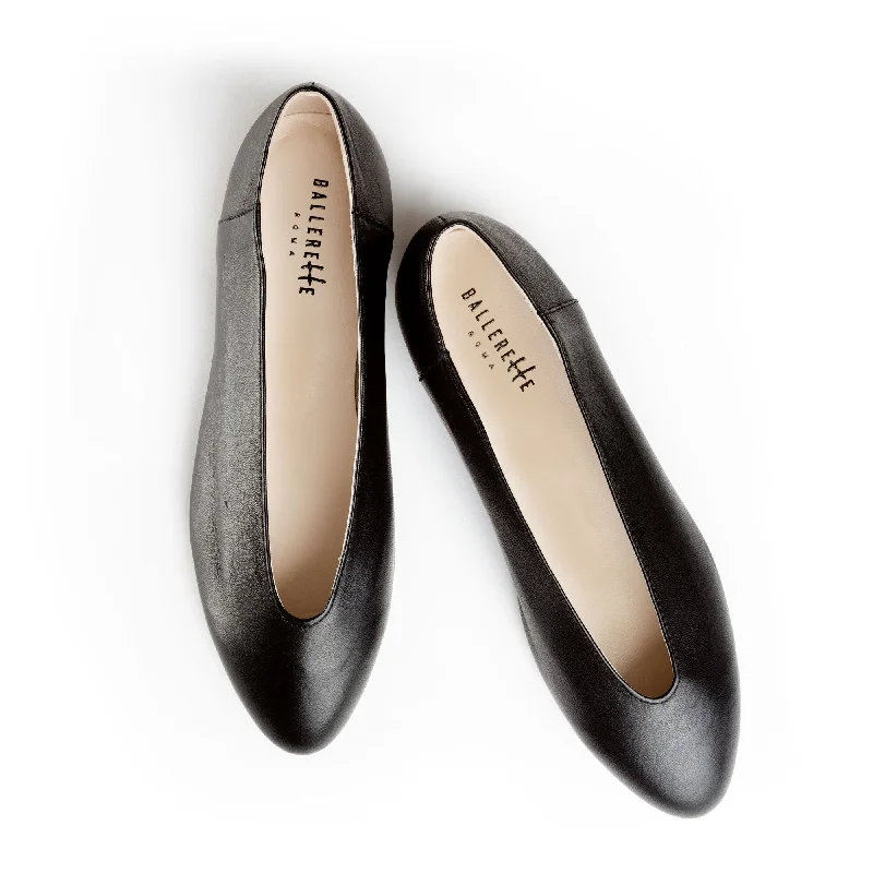 Women's Memory Foam Insole Ballet Flats in Pink for Extra Comfort Black leather high vamp flats Women's Memory Foam Insole Ballet Flats in Pink for Extra Comfort Black leather high vamp flats
