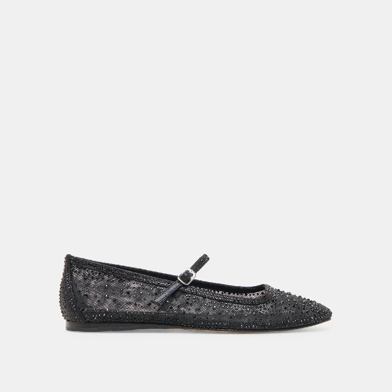 Women's Tassel - Trimmed Ballet Flats in Olive Green for a Trendy Twist REYES CRYSTAL BALLET FLATS BLACK MESH Women's Tassel - Trimmed Ballet Flats in Olive Green for a Trendy Twist REYES CRYSTAL BALLET FLATS BLACK MESH