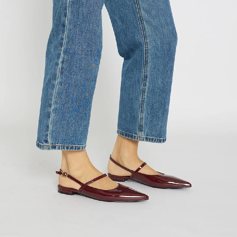 Women's Cashmere - Lined Ballet Flats in Burgundy for Warmth in Cold Weather Katie Flat in Cherry Patent Women's Cashmere - Lined Ballet Flats in Burgundy for Warmth in Cold Weather Katie Flat in Cherry Patent