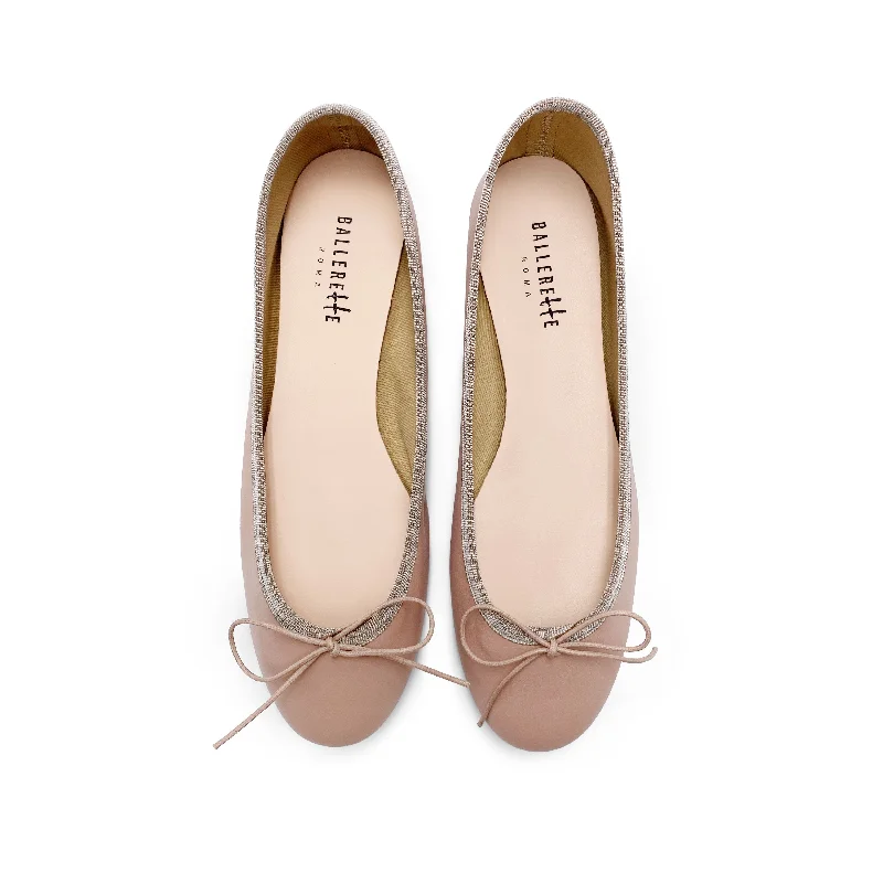 Women's Glitter - Embellished Ballet Flats in Silver for a Sparkly Party Look Antique pink leather ballet flats Women's Glitter - Embellished Ballet Flats in Silver for a Sparkly Party Look Antique pink leather ballet flats