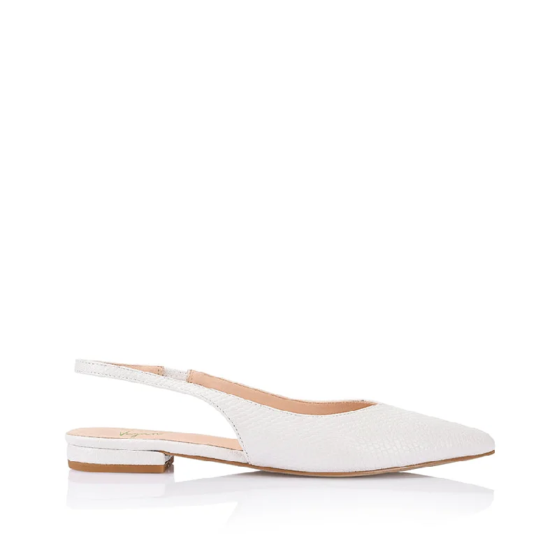 Women's Memory Foam Insole Ballet Flats in Pink for Extra Comfort History Slingback Flats - Chalk White Snake Women's Memory Foam Insole Ballet Flats in Pink for Extra Comfort History Slingback Flats - Chalk White Snake