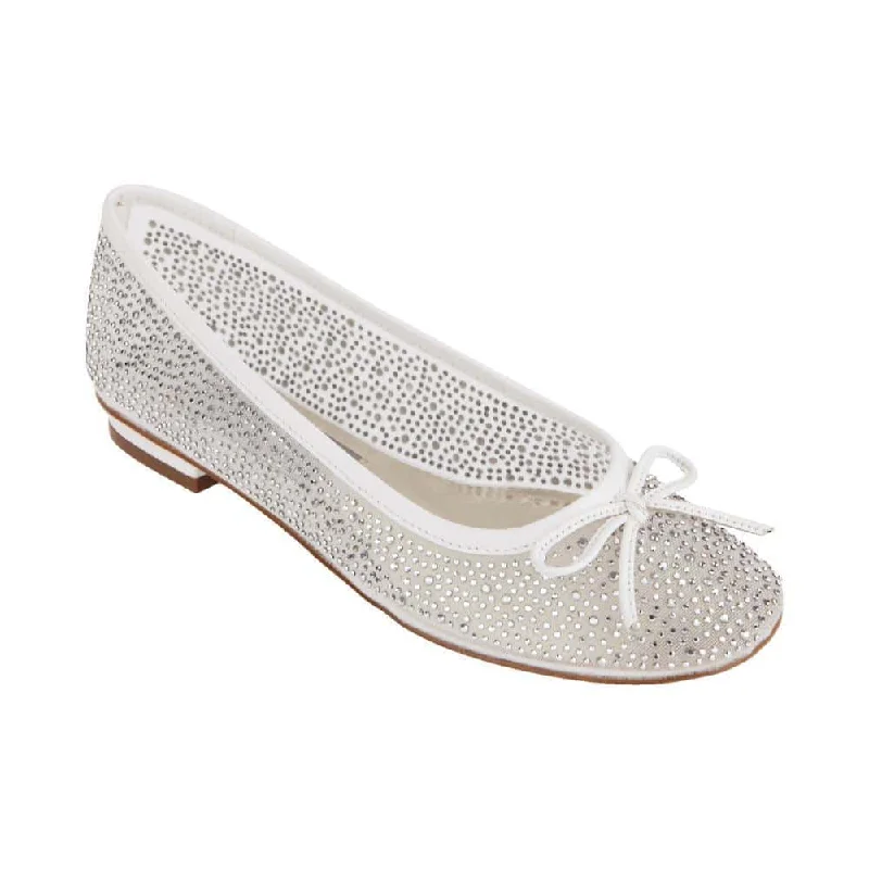 Women's Glitter - Embellished Ballet Flats in Silver for a Sparkly Party Look Twinkle Flat in White Satin Women's Glitter - Embellished Ballet Flats in Silver for a Sparkly Party Look Twinkle Flat in White Satin
