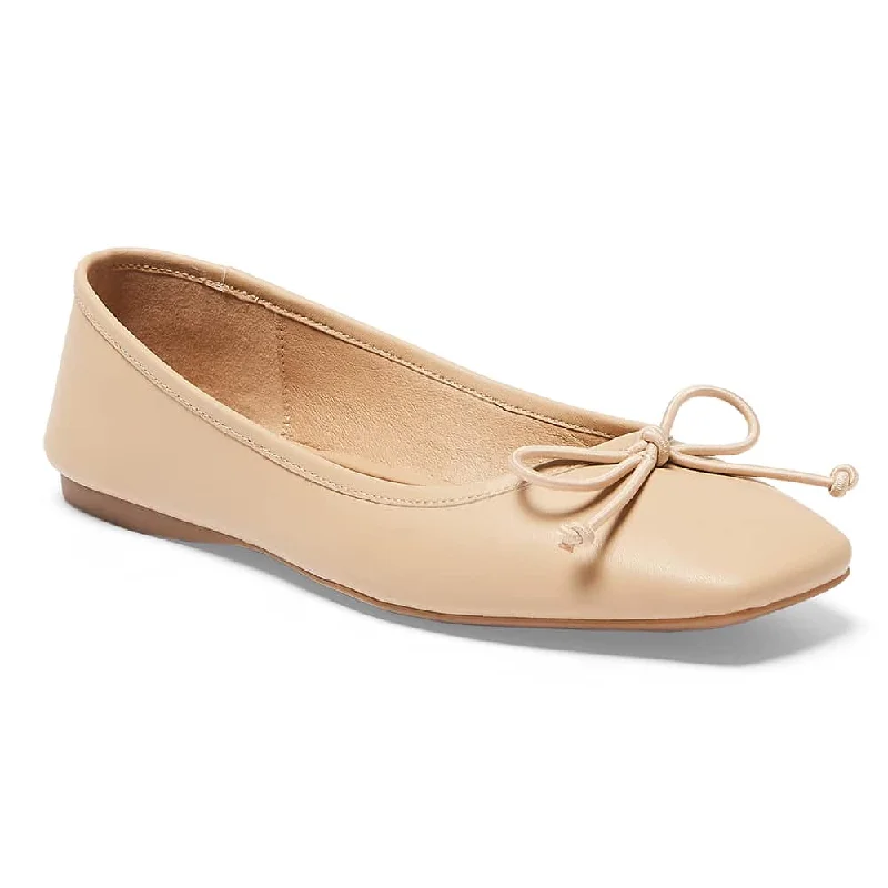 Women's Fur - Lined Ballet Flats in Tan for a Cozy Winter Option Maya Flat in Nude Leather